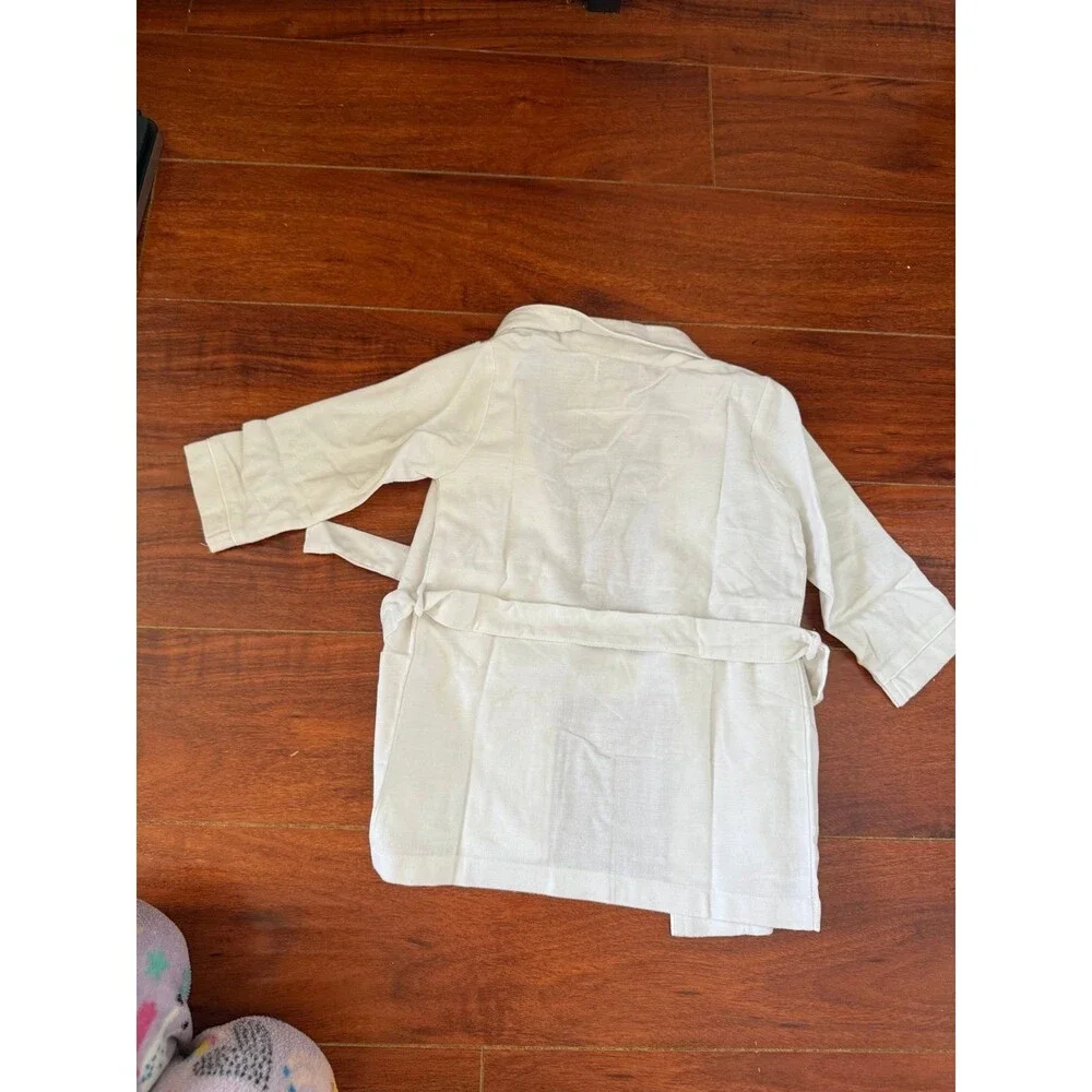 Petite Plume White Cotton Robe with Belt